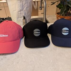 Titleist Red, Black, and Navy Caps